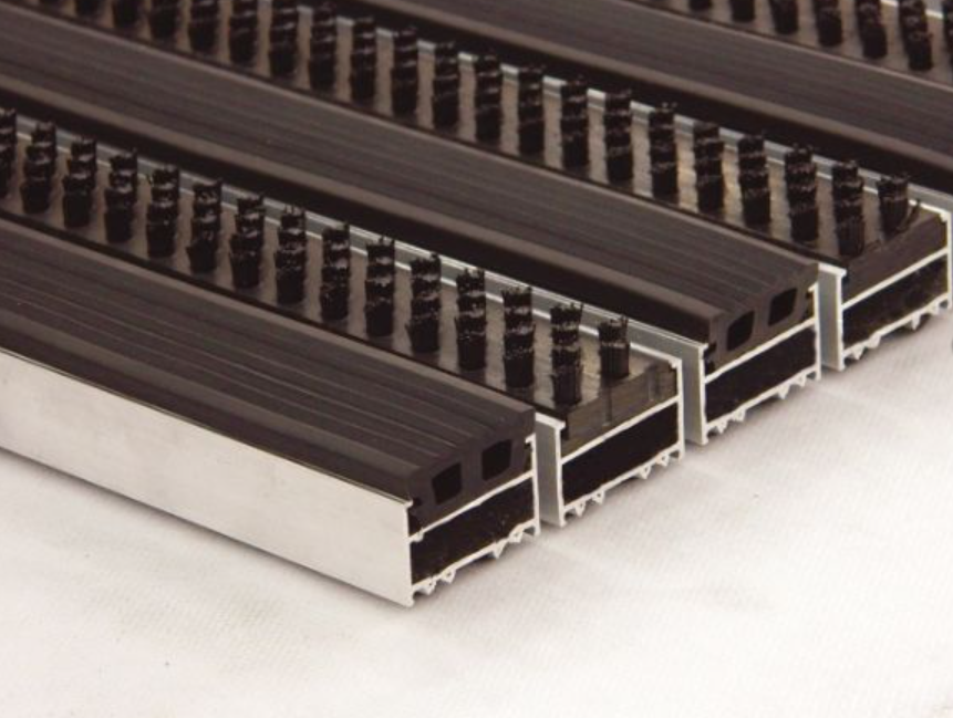 TH-1098 22mm Alüminyum Siyah Kauçuk+Kaset Fırçalı Paspas